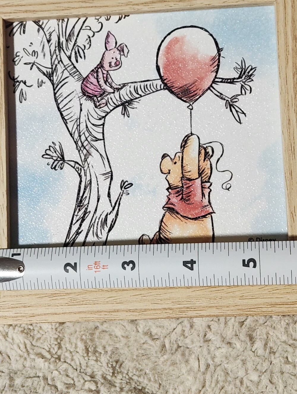 Winnie the Pooh 6x6 Framed Wood Wall Sign Plaque Disney 2023 Baby Nursery - Picture 4 of 5
